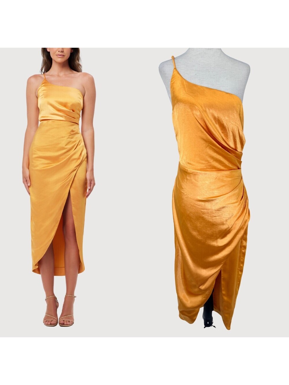 Elliatt Isabelle One Shoulder Satin Midi Dress Mango NWT M